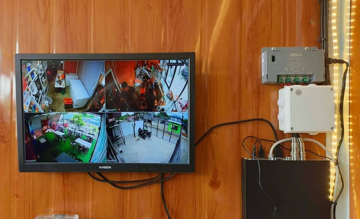CCTV monitor and Dahua NVR equipment installed by RITE Solutions at a restaurant